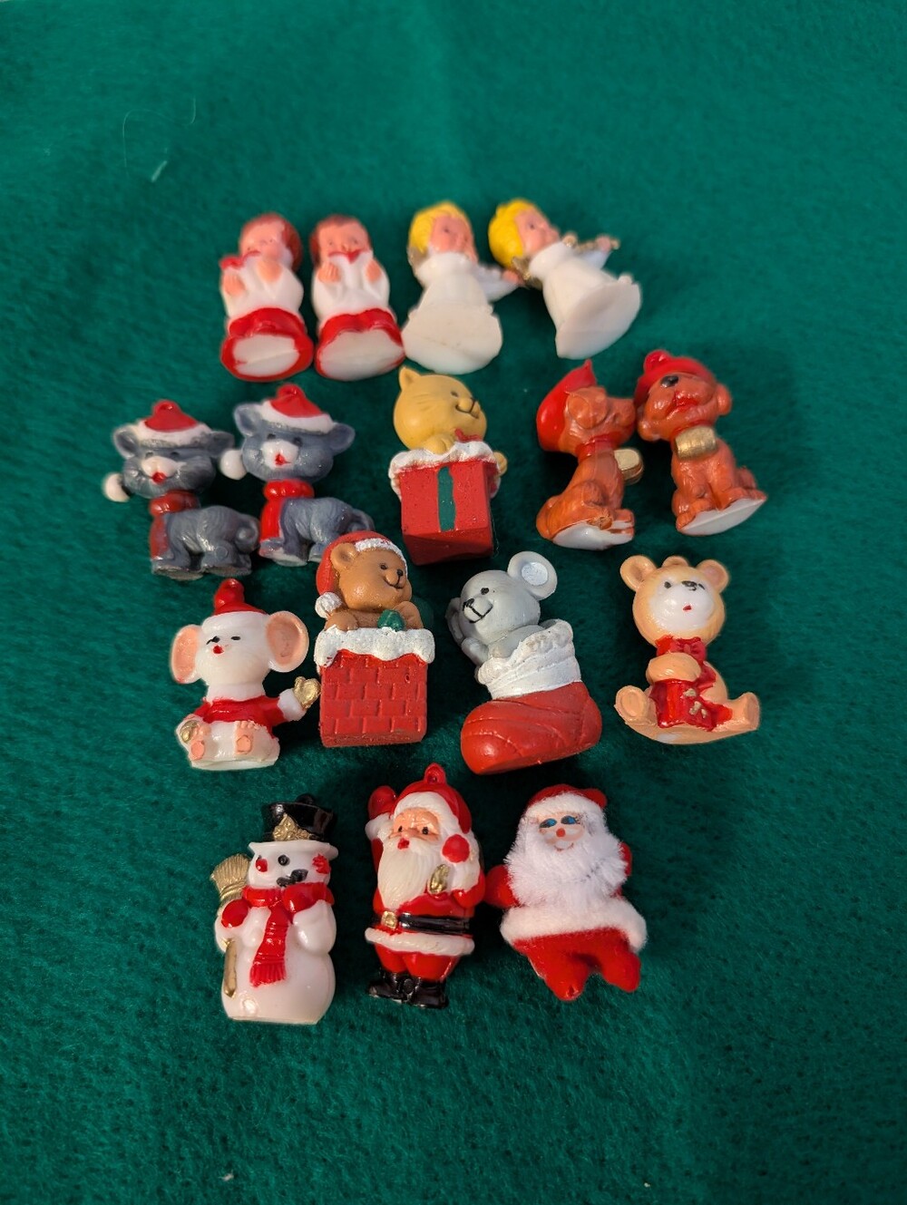 Vintage Lot 16 Piece 1980's 90's Merry Miniatures Christmas Ornaments Santa's